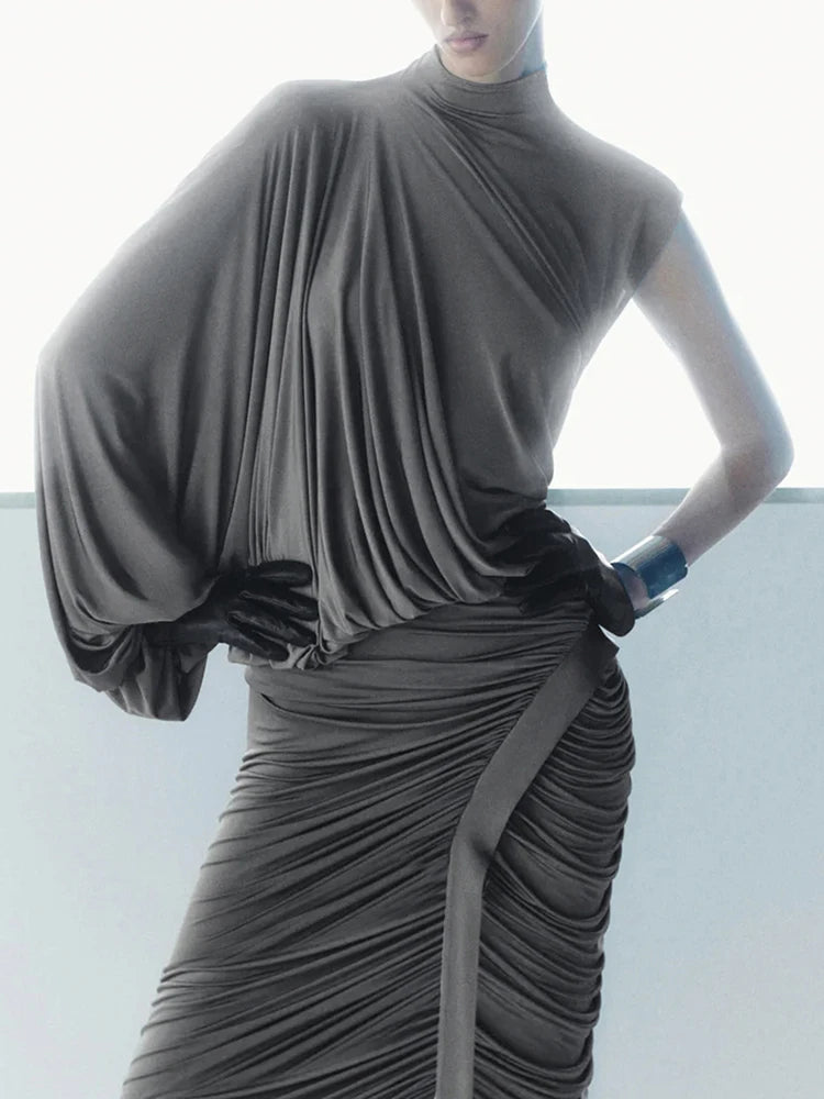 Irregular Chic Gray Dress