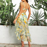 Citrus Chic Ruffle Strap Swimwear with cover up