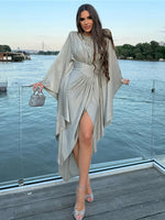 Elegant Grace Long Silver Dress