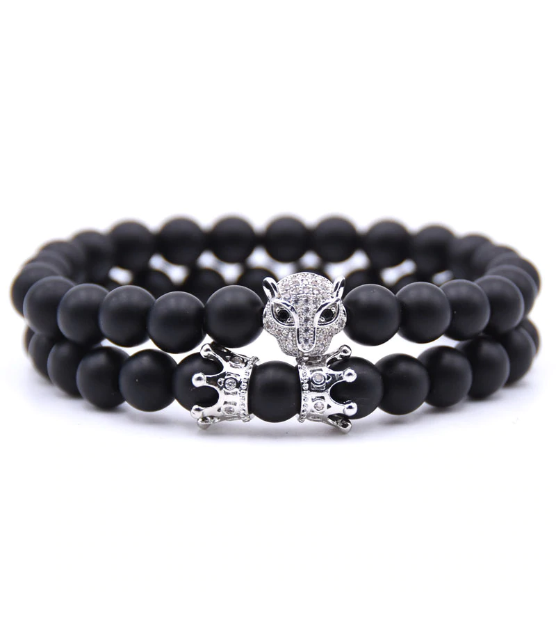 Black Leopard Crystal Eye Double Bracelet