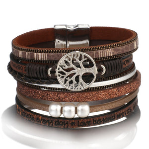 Trinity - Tree of Life Boho Leather Bracelet