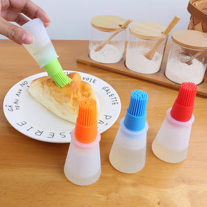 Portable Silicone Oil Bottle with Brush - 3 Pc
