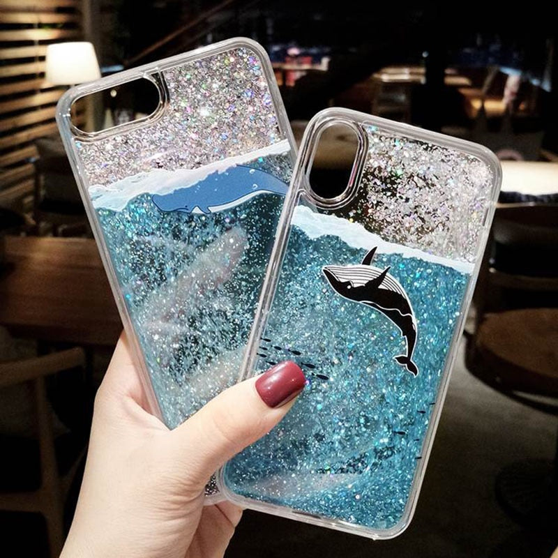 Glitter Flash Whale Dolphin iPhone Case