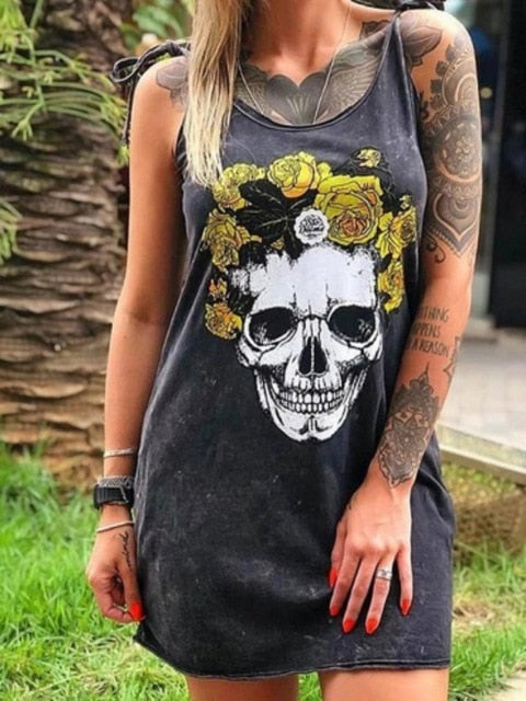 Skull Print Summer Dress