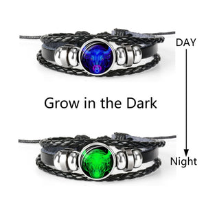 Zodium - Glow in Dark Black Braided Leather Bracelet
