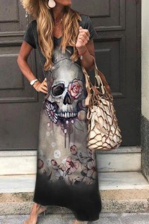 Punk Style Skull Print Sundress